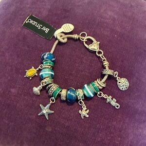 Bay Studio Silver and Blue Charm Bracelet